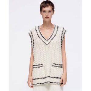 NWOT Zara Cable Knit Sweater Vest